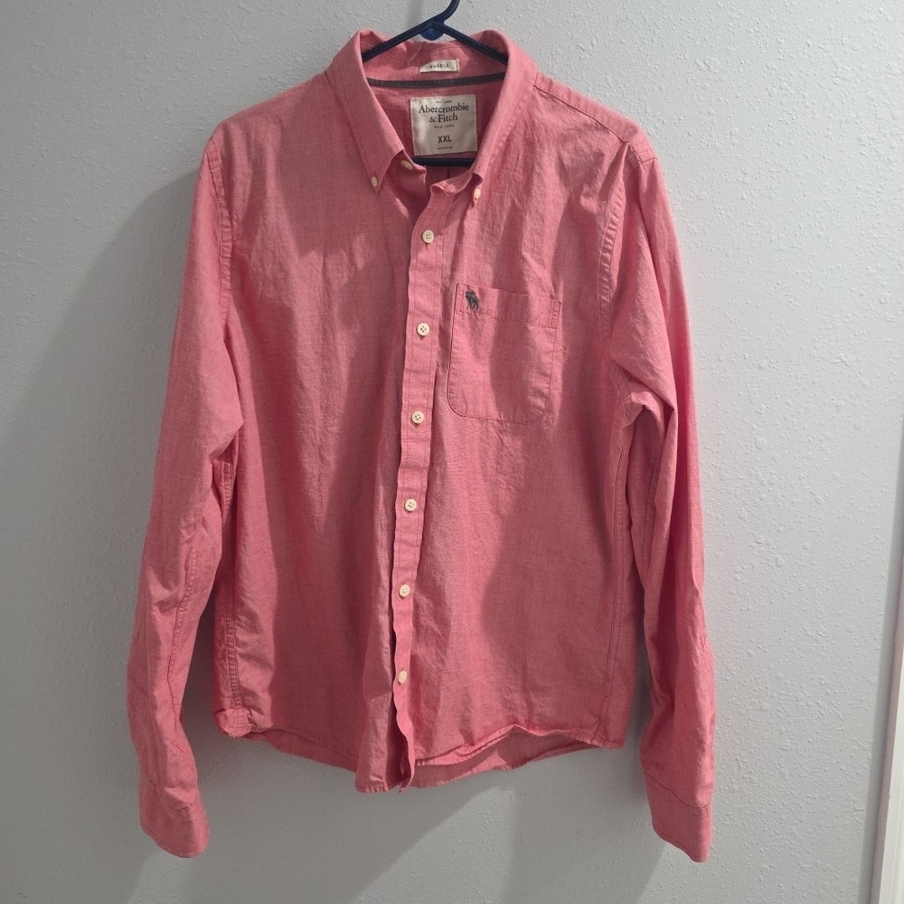Abercrombie & Fitch Long Sleeve Muscle Pink Shirt Button Down‎ Men Size XXL